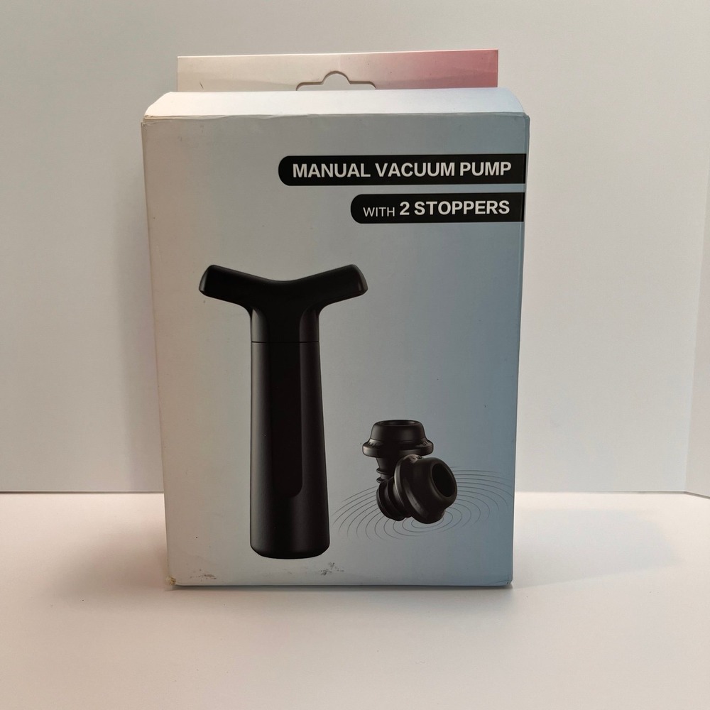 Unbranded Manual Wine Vacuum Pump Set OS Black New With 2 Stoppers Sealer